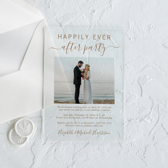 Glücklicherweise immer nach dem Party Foto Hochzei Acryleinladungen (Make your wedding reception unforgettable with stunning acrylic invitations—modern, elegant, unique!)