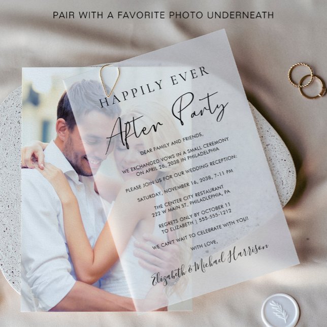 Glücklicherweise immer nach dem Party Hochzeit Emp (Elevate your wedding reception invitations with the timeless beauty of vellum overlays)