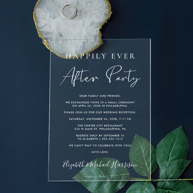 Glücklicherweise immer nach dem Party Hochzeit Emp Acryleinladungen (Celebrate your Happily Ever After in style with our elegant acrylic wedding reception invitations)