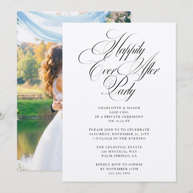 Glücklicherweise immer nach dem Party Hochzeit Emp Einladung (Vorne/Hinten)
