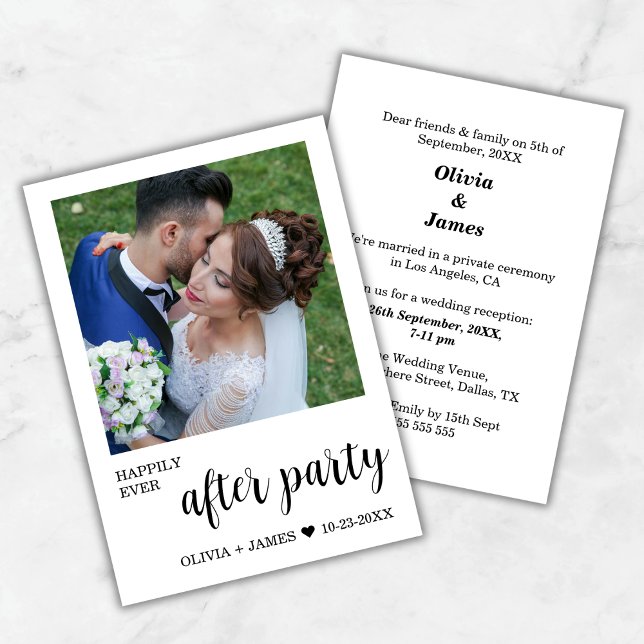 Glücklicherweise immer nach dem Party Hochzeit Emp Einladung (Happily Ever After Party Wedding Reception Photo Invitation  )