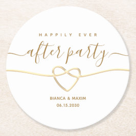 Glücklicherweise immer nach dem Party Hochzeit Emp Runder Pappuntersetzer