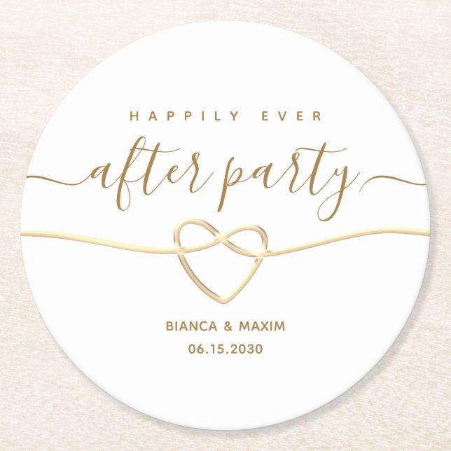 Glücklicherweise immer nach dem Party Hochzeit Emp Runder Pappuntersetzer (Vorderseite)