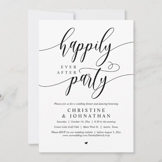 Glücklicherweise immer nach dem Party, Hochzeitses Einladung (Vorderseite)