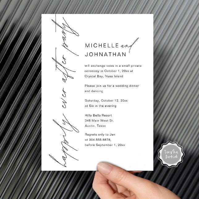 Glücklicherweise immer nach dem Party, Hochzeitses Einladung (Happily Ever After Party, Wedding Elopement Dinner Invitation Card, Digital template download.)