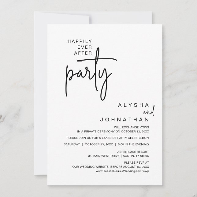 Glücklicherweise immer nach dem Party, Hochzeitses Einladung (Vorderseite)