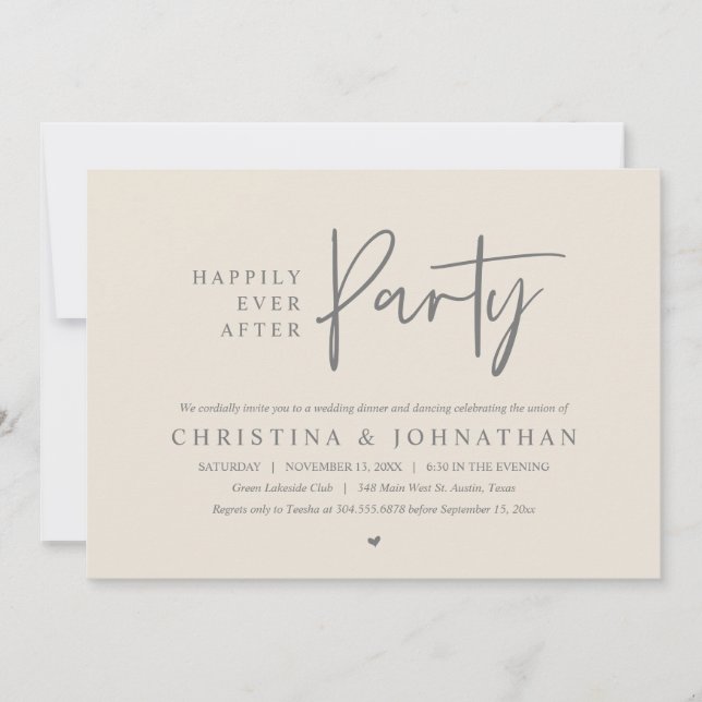 Glücklicherweise immer nach dem Party Hochzeitsess Einladung (Vorderseite)