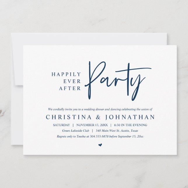 Glücklicherweise immer nach dem Party Hochzeitsess Einladung (Vorderseite)