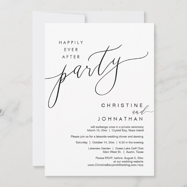 Glücklicherweise immer nach dem Party, Hochzeitssk Einladung (Vorderseite)