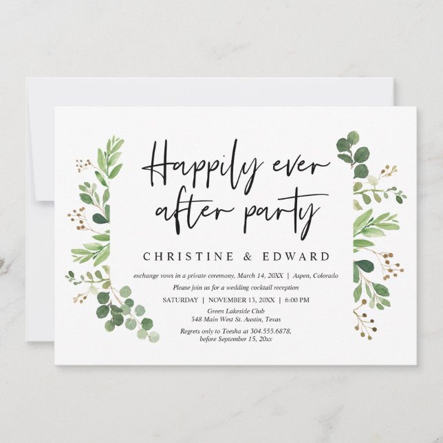 Glücklicherweise immer nach dem Party, Hochzeitsta Einladung (Vorderseite)