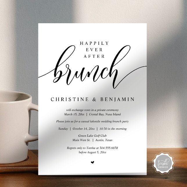 Glücklicherweise immer nach dem Party, moderne Sch Einladung (Happily Ever After Brunch Party, Modern Script Invitation card, Printed and or digital download)