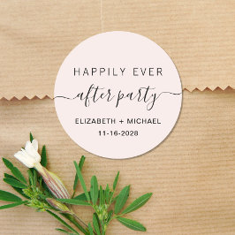 Glücklicherweise immer nach dem Party rosa Hochzei Runder Aufkleber