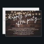 Glücklicherweise immer nach dem Party, rustikales  Einladung<br><div class="desc">Mit unserem modernen rustikalen braunen Holzhintergrund, den Hütte-Saitenlichtern und dem Design der Hochzeitsfeiereinladungskarte geben Sie Ihr Glück immer wieder im Stil (glücklich immer nach dem Party) bekannt. Unsere Einladungskarte "Happily Ever After Party Celebration" ist ideal für Paare, die sich entschieden haben, ein Party zu feiern und zu verweilen, um ihre...</div>