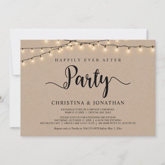 Glücklicherweise immer nach dem Party, String Ligh Einladung (Vorderseite)