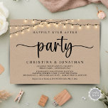 Glücklicherweise immer nach dem Party, String Ligh Einladung<br><div class="desc">Wunderschönes Ever After Party,  Hochzeitsankündigung / Einladungskarte,  in rustikaler Bauernkraft,  String Lights Design. Dies ist ideal für Ihren Hochzeitsempfang und Ihr Party nach der Hochzeit. Fügen Sie Ihre Daten hinzu. #TeeshaDerrick</div>