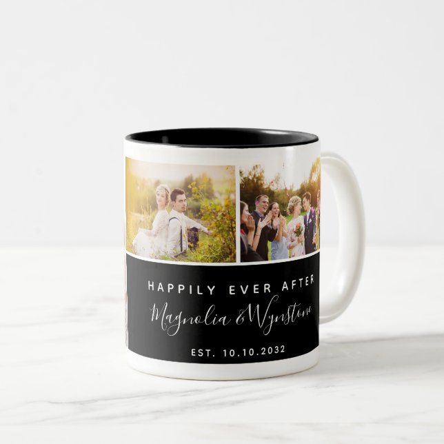 Glücklicherweise immer nach der Fotocollage Hochze Zweifarbige Tasse (VorderseiteRechts)