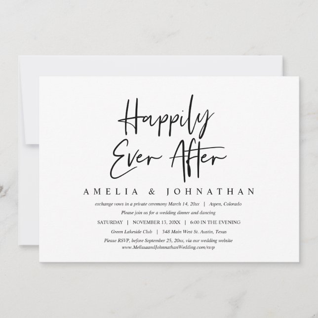 Glücklicherweise immer nach der Hochzeit Abendesse Einladung (Vorderseite)