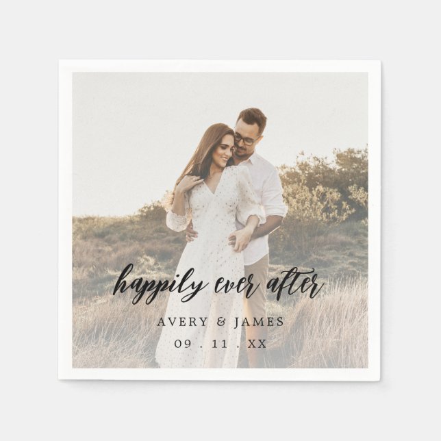 Glücklicherweise immer nach der Hochzeit des Fotos Serviette (Vorderseite)