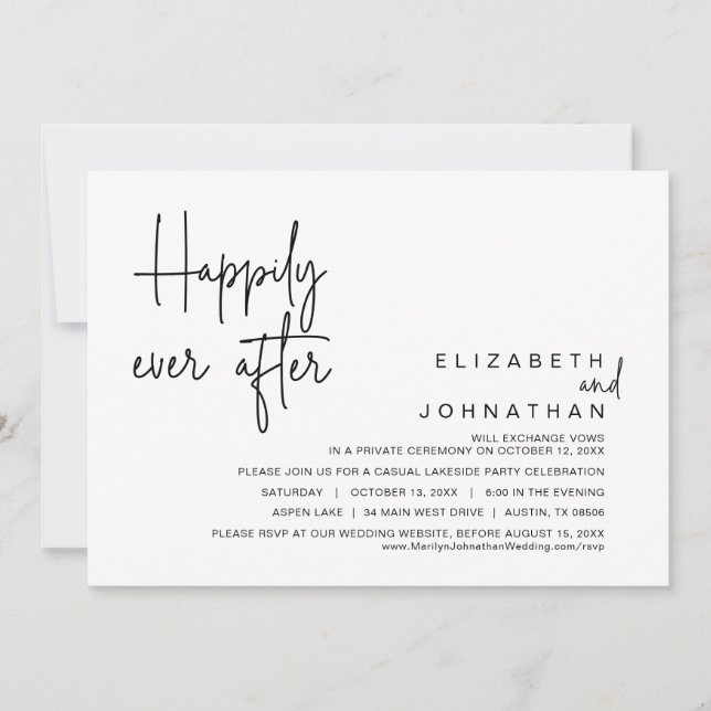 Glücklicherweise immer nach der Hochzeit Elopement Einladung (Vorderseite)