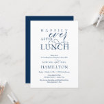 Glücklicherweise immer nach der Hochzeitsfeier Einladung<br><div class="desc">Schöne moderne Romantische Navy Blue Script,  Post Hochzeit Lunch Einladungskarte (glücklich immer nach dem Mittagessen). Das ist perfekt für Ihre Hochzeitsfeier und Ihre Hochzeitsfeier. Fügen Sie Ihre Daten in passender Farbe,  Schriftart / Schrift hinzu. #TeeshaDerrick</div>