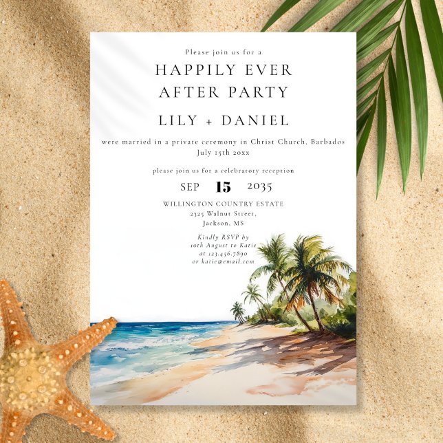 Glücklicherweise immer nach einer Hochzeit am trop Einladung (Happily Ever After Tropical Beach Wedding Invitation)