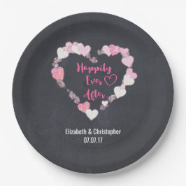 Glücklicherweise immer nach Glitterie Pink Hearts  Pappteller