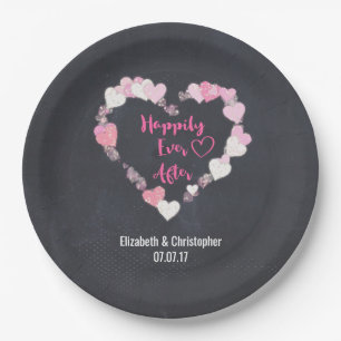 Glücklicherweise immer nach Glitterie Pink Hearts  Pappteller