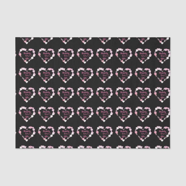 Glücklicherweise immer nach Glitterie Pink Hearts  Seidenpapier (Vorderseite)