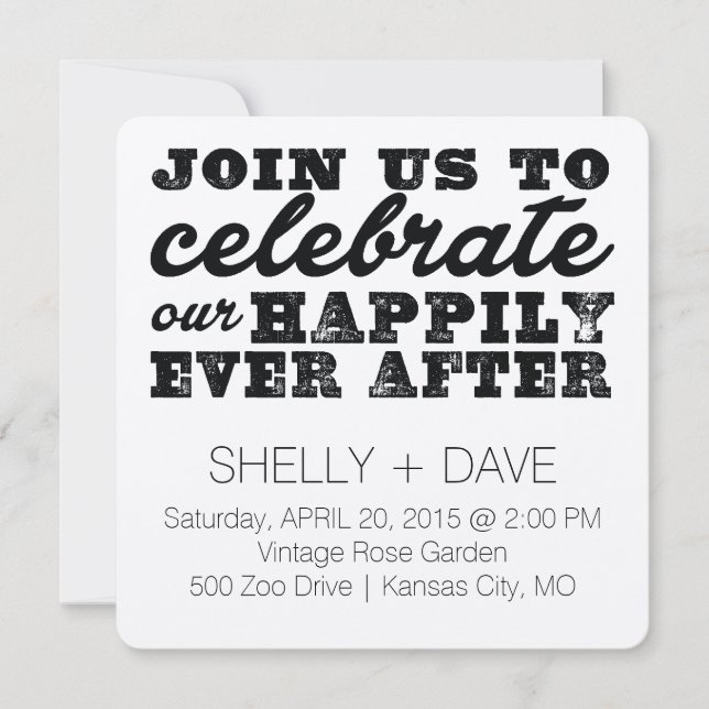 Glücklicherweise immer nach Hochzeit Einladung (Vorderseite)