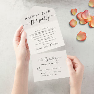 Glücklicherweise immer nach Hochzeit Rezeption Cre All In One Einladung
