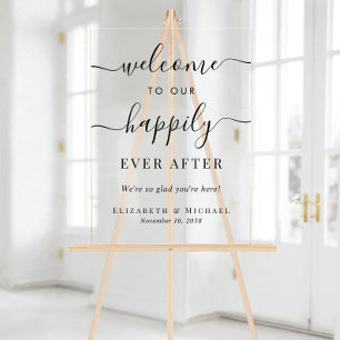 Glücklicherweise immer nach Hochzeit Willkommen Acrylschild