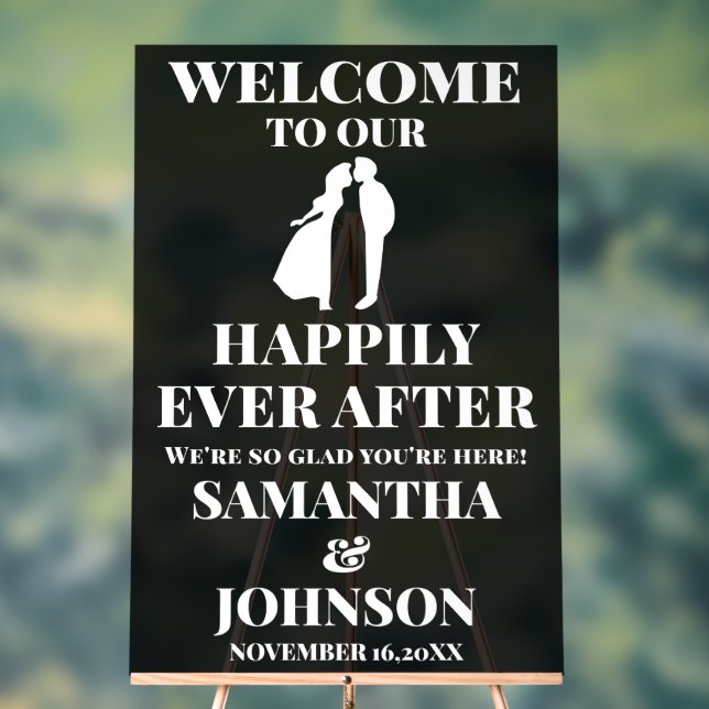 Glücklicherweise immer nach Hochzeit Willkommen Sc Acrylschild (Neutral)