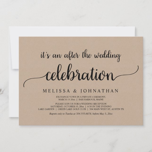 Glücklicherweise immer nach Hochzeitsfeier Einladung (Vorderseite)