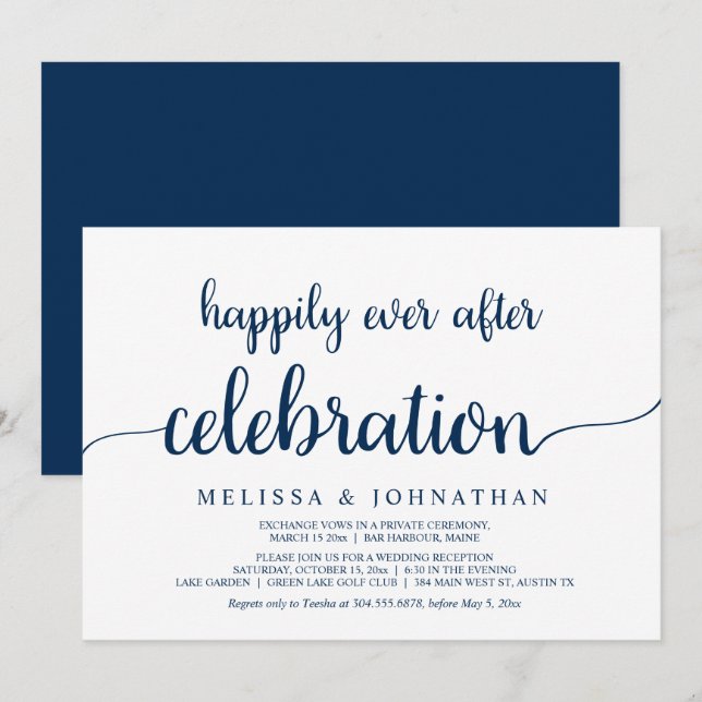 Glücklicherweise immer nach Hochzeitstag Elopement Einladung (Vorne/Hinten)