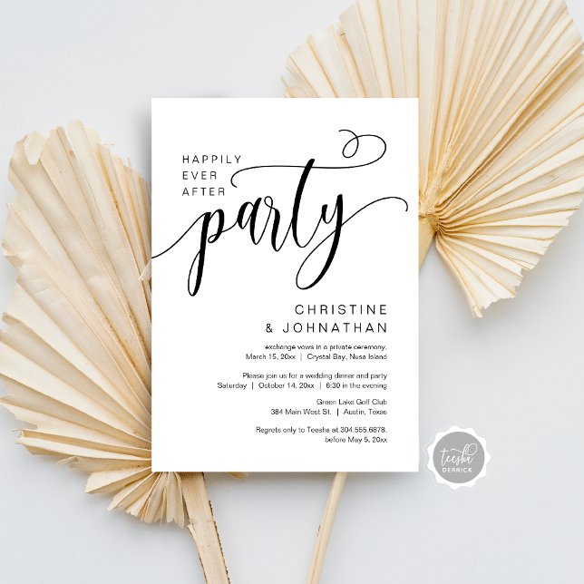 Glücklicherweise immer nach Hochzeitstag Elopement Einladung (Happily Ever After Wedding Elopement Party Invitation Card, Digital Instant Download, easy customise)