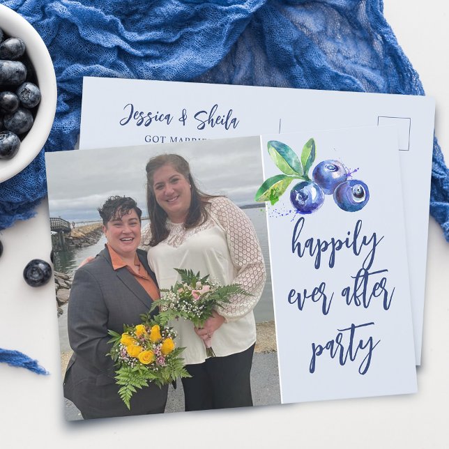 Glücklicherweise immer nach Lässiger Hochzeitsempf Einladungspostkarte (Von Creator hochgeladen)