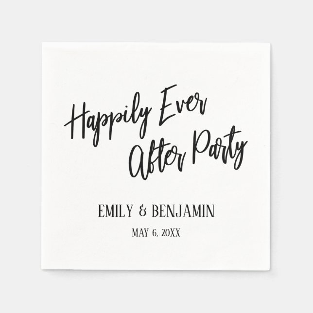 Glücklicherweise immer nach Party Typografie weiß Serviette (Vorderseite)