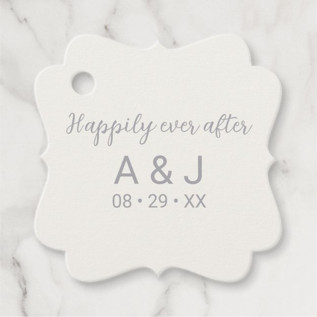 Glücklicherweise immer nach Pearl White Silver Wed Geschenkanhänger (Vorderseite)