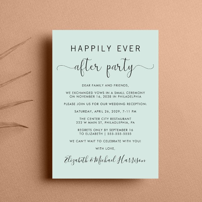 Glücklicherweise immer nach QR Code Mint Hochzeit  Einladung (From private vows to a grand party - invite family and friends to celebrate your marriage!)
