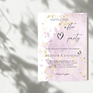 Glücklicherweise je nach botanischer Lila Hochzeit Einladung