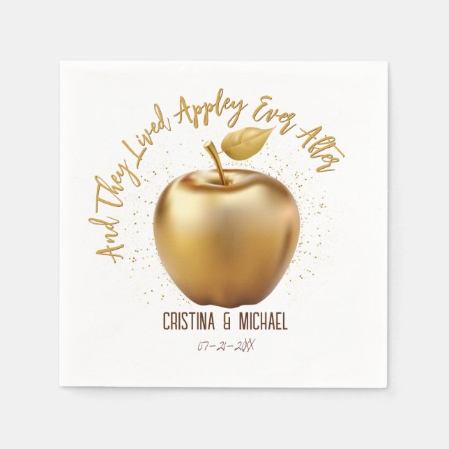 Glücklicherweise je nach Caramel Apple Hochzeit Serviette (Vorderseite)