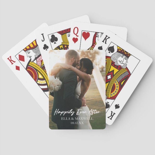 Glücklicherweise je nach individueller Foto-Hochze Spielkarten (Rückseite)
