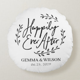 Glücklicherweise je nach Personalisiertem Hochzeit Rundes Kissen