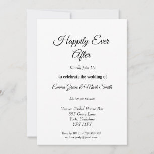 Glücklicherweise je nach Script Black & White Wedd Einladung