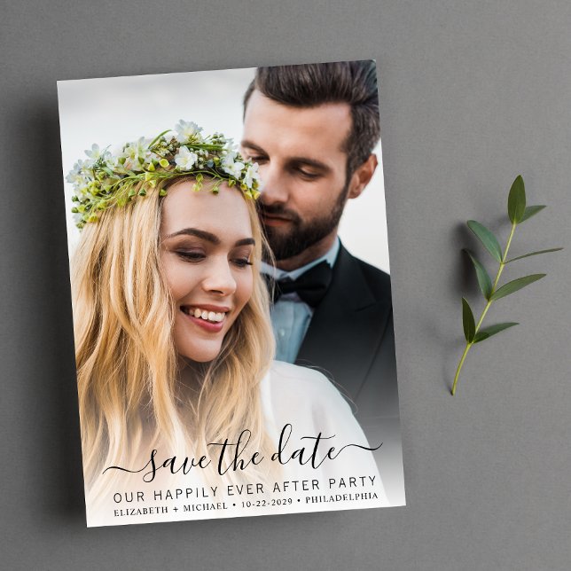 Glücklicherweise jeden nach dem Foto Hochzeit Empf Save The Date (A stylish save the date announcement for a reception to celebrate your elopement or private wedding)