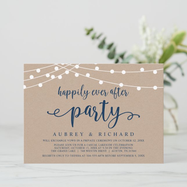 Glücklicherweise jemals nach Hochzeitstag Elopemen Einladung (Stehend Vorderseite)