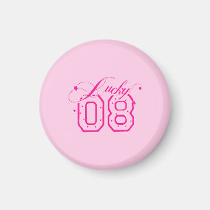 Glückliches 08 Rosa Neon-Typografie-Design Magnet
