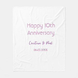 Glückliches 10. Hochzeitsjubiläum einfache minimal Fleecedecke