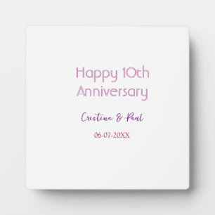 Glückliches 10. Hochzeitsjubiläum einfache minimal Fotoplatte