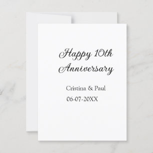 Glückliches 10. Hochzeitsjubiläum einfache minimal Postkarte